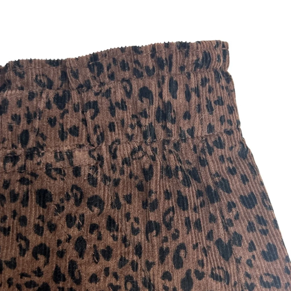 Old Navy‎ Girls Size Medium/8 High-Waisted A-Line Brown Cheetah Corduroy Skirt